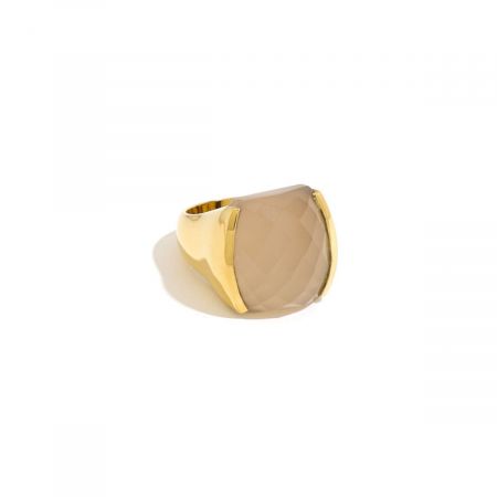 Gemstone Pink Chalcedony Cocktail Gold Plated Silver Ring