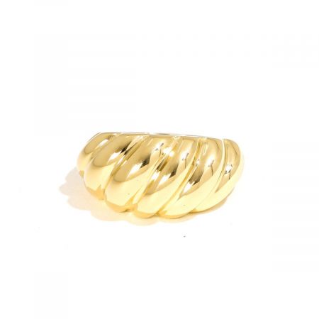 Domed Ridge Gold Plated Silver Ring