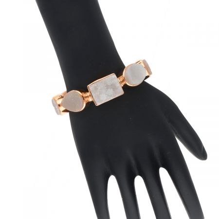 Vintage White Druzy Cuff Bangle Rose Gold Vermeil