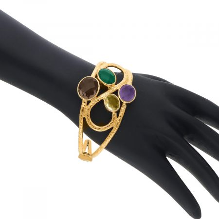 Exquisite Gemstone Cuff Bangle Gold Vermeil