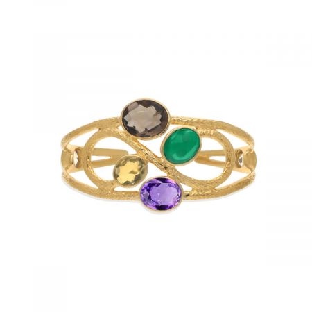 Exquisite Gemstone Cuff Bangle Gold Vermeil