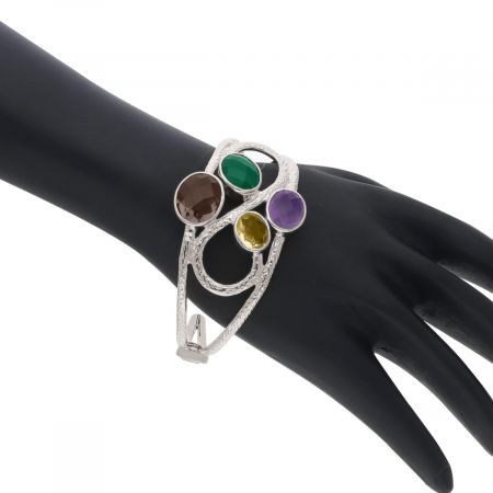 Exquisite Gemstone Cuff Bangle 