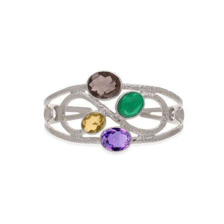 Exquisite Gemstone Cuff Bangle 