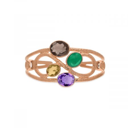 Exquisite Gemstone Cuff Bangle Rose Gold Vermeil