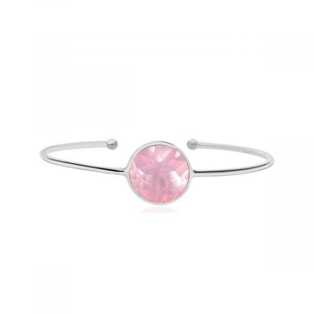 Classic Sleek Rose Quartz Gemstone Cuff Bangle