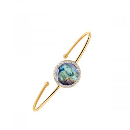 Classic Sleek Gemstone Cuff Bangle Gold Vermeil