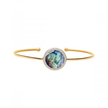 Classic Sleek Gemstone Cuff Bangle Gold Vermeil