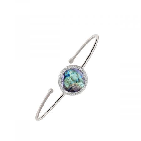 Classic Sleek Gemstone Cuff Bangle
