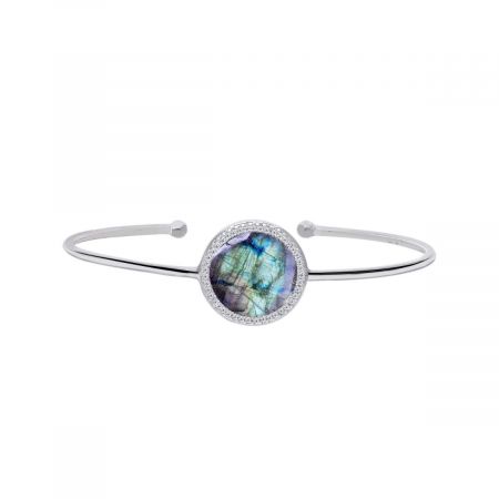 Classic Sleek Gemstone Cuff Bangle