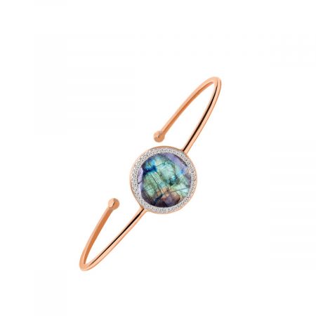 Classic Sleek Gemstone Cuff Bangle Rose Gold Vermeil