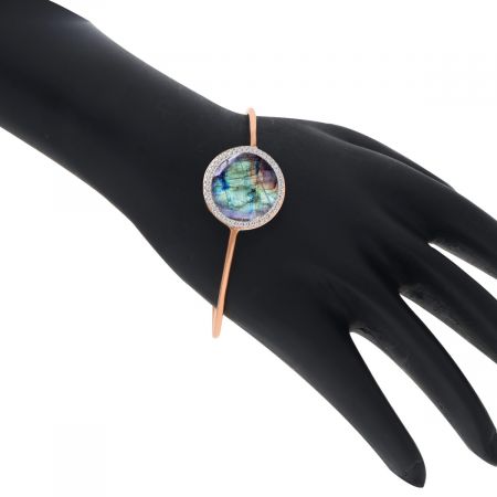 Classic Sleek Gemstone Cuff Bangle Rose Gold Vermeil