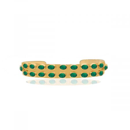 Green Onyx Statement Cuff Gold Plated Bangle