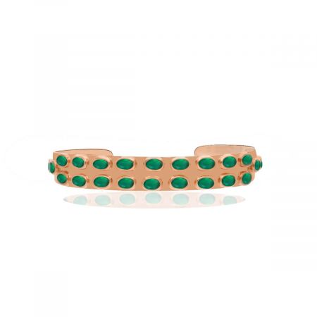 Green Onyx Statement Cuff Rose Gold Plated Bangle