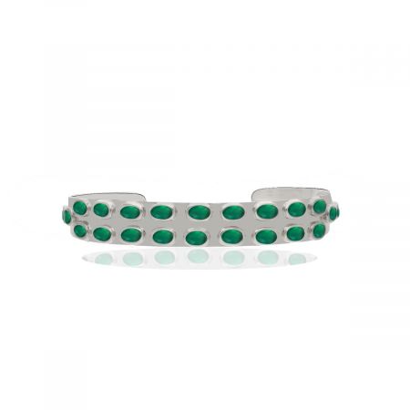 Green Onyx Statement Cuff Silver Bangle