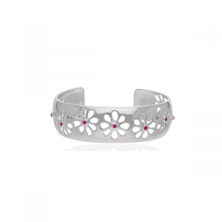 Pink Zircon Rhodium Plated Bangle