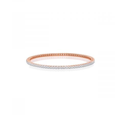 Fancy White Zircon Rose Gold Vermeil Bangle For Women's 