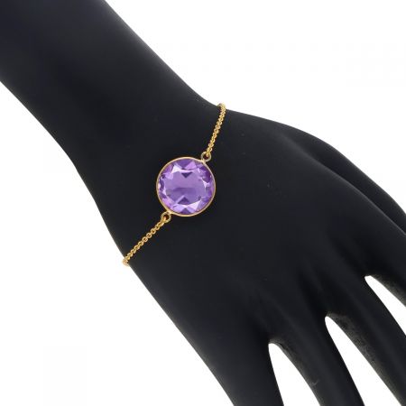Sphere Gemstone Chain Gold Plated Silver Bracelet