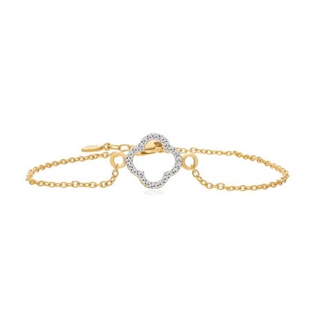 Minimalist thin bracelet in Gold Plated 925 Silver. Clover bracelet. Rhinestone clover. Gift for women or girls