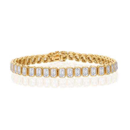 Nova Tennis White Topaz Gold Plated 925 Silver. Gift for women or girls
