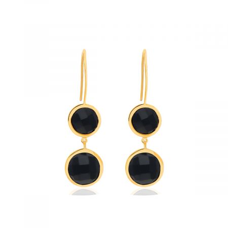 Brio Black Onyx Gold Vermeil Earrings