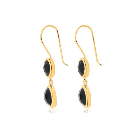 Brio Black Onyx Gold Vermeil Earrings