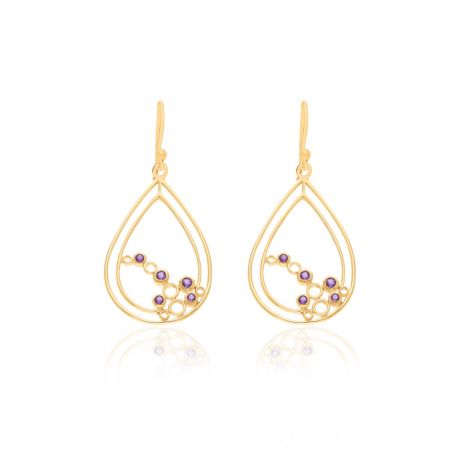 Amethyst Yellow Gold Geode Delight Drop Earrings