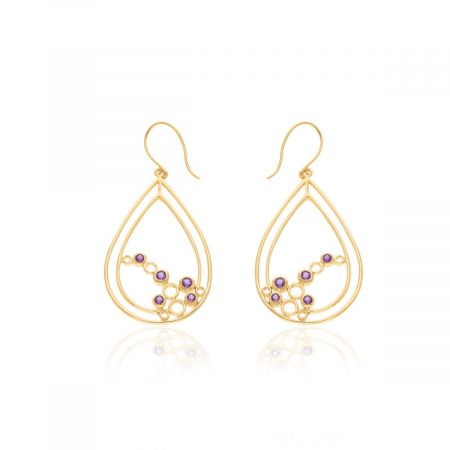 Amethyst Yellow Gold Geode Delight Drop Earrings