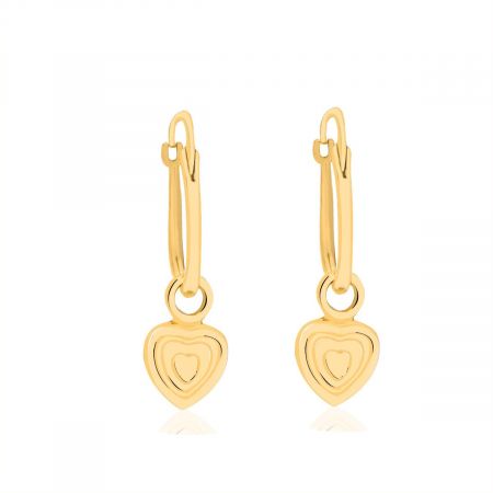 Swanky Engraved Heart Gold Plated Hoop Earrings