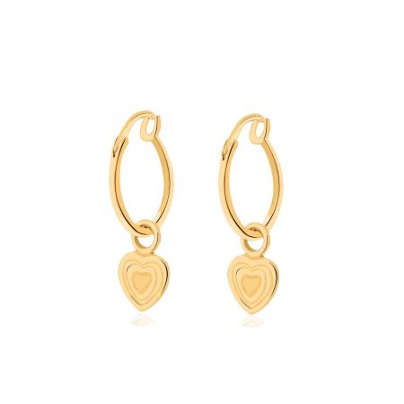 Swanky Engraved Heart Gold Plated Hoop Earrings