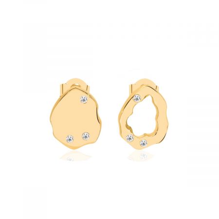 Uneven Style Gold Plated Stud Earring