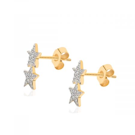 Fine Pave Star Gold Plated Silver Stud Earrings