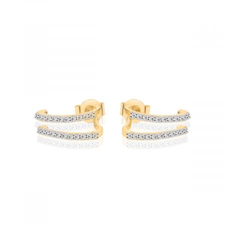 Nooks of Two White Zircon Earrings Yellow Gold 18kt Vermel Hoop Earring