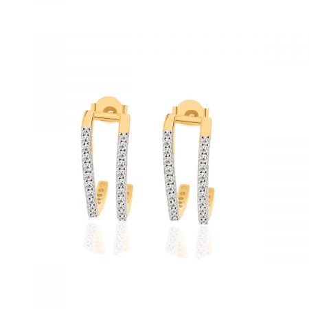 Nooks of Two White Zircon Earrings Yellow Gold 18kt Vermel Hoop Earring