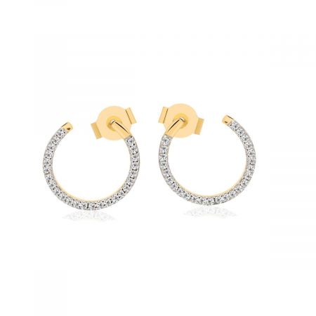 Claw White Topaz Gold Plated Mini Huggies