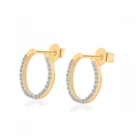 Claw White Topaz Gold Plated Mini Huggies