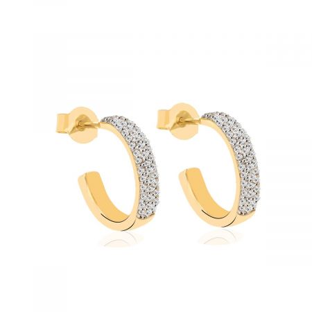 Classic Gemstone Gold Plated Huggies