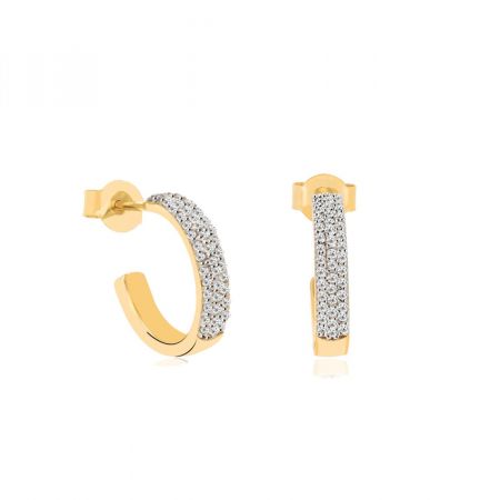 Classic Gemstone Gold Plated Huggies