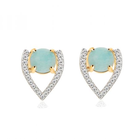 Vintage Amazonite Gold Plated Stud Earring