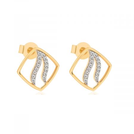 Elegantly Crafted Gemstone Gold Plated Square Earring