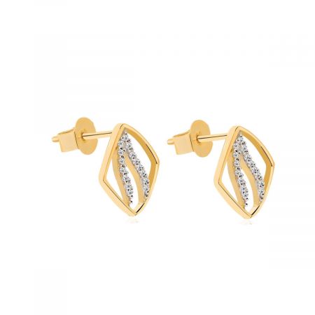 Elegantly Crafted Gemstone Gold Plated Square Earring