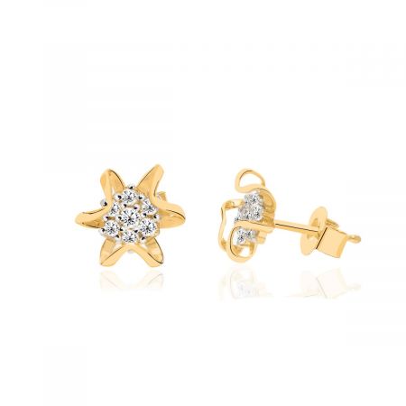 Floweret Cluster White Zircon Stud Earrings