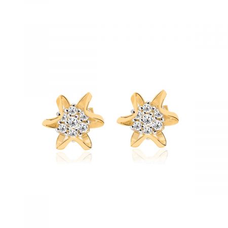 Floweret Cluster White Zircon Stud Earrings