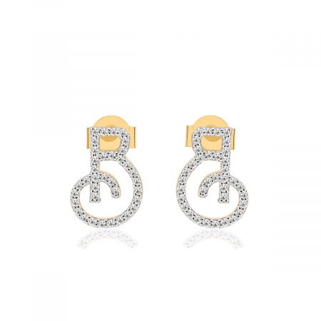 Dainty Letter Stud Earrings, Custom Initial Letter Studs, Personalized Initial Earring, B Letter Earrings WITH White Zircon