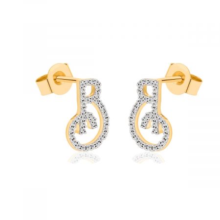 Dainty Letter Stud Earrings, Custom Initial Letter Studs, Personalized Initial Earring, B Letter Earrings WITH White Zircon