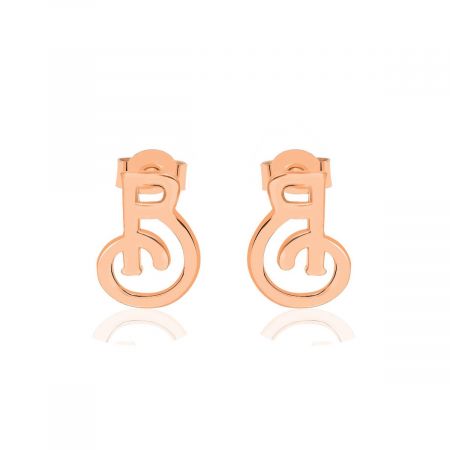 Dainty Letter Rose Gold Stud Earrings, Custom Initial Letter Studs, Personalized Initial Earring, B Letter Earrings