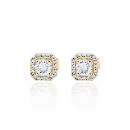 Round Cut White Zircon Stud Earring