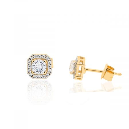 Round Cut White Zircon Stud Earring