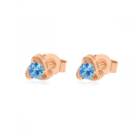 Blue Topaz Rose Gold Plated 925 Silver. Gift for women or girls