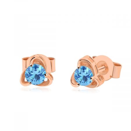 Blue Topaz Rose Gold Plated 925 Silver. Gift for women or girls