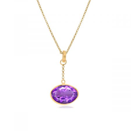 Amethyst Hydro Gold Plated Vermeil Silver Pendant Necklace